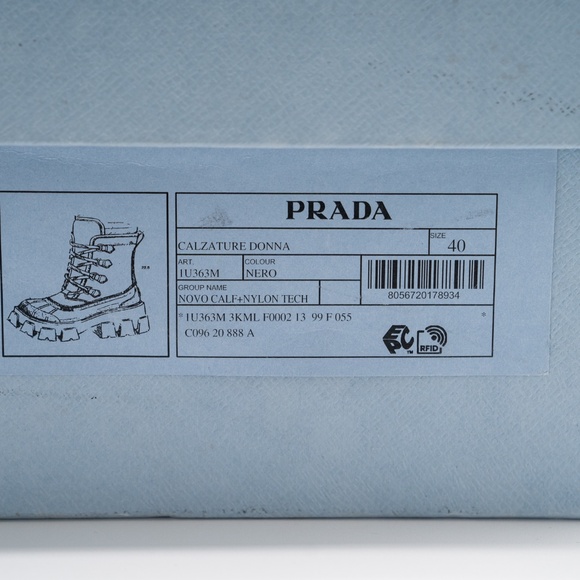 size 40eu 10 US Prada Leather Nylon Rubber Monolith Winter Combat Boots Black - Picture 13 of 13